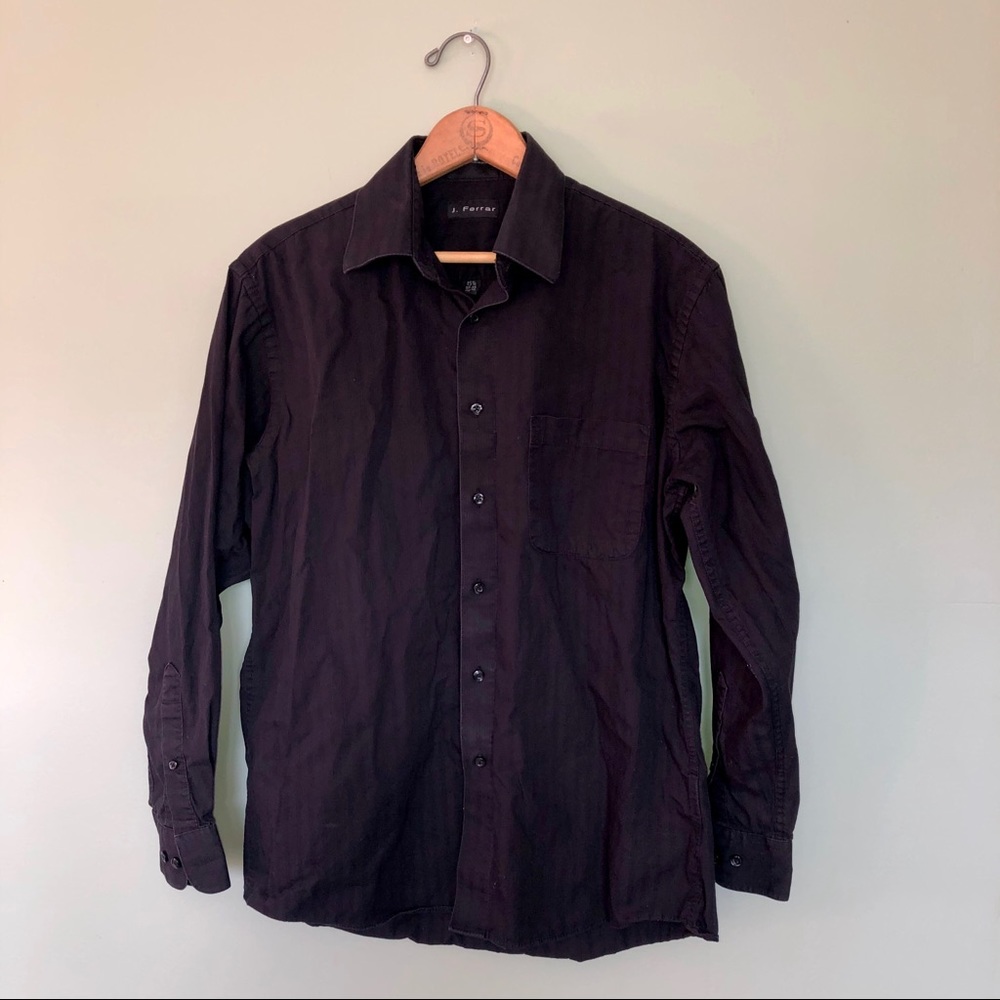 Black Button Down Long Sleeve Dress Work Shirt